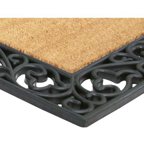 Nedia Home Acanthus Border with Rubber/Coir Doormat, 24 by 57-Inch, Monogrammed H