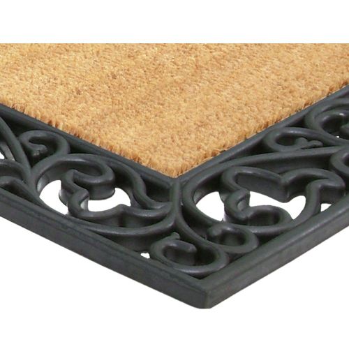  Nedia Home Acanthus Border with Rubber/Coir Doormat, 24 by 57-Inch, Monogrammed S