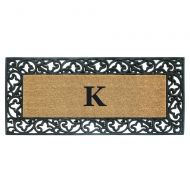Nedia Home Acanthus Border with Rubber/Coir Doormat, 24 by 57-Inch, Monogrammed K
