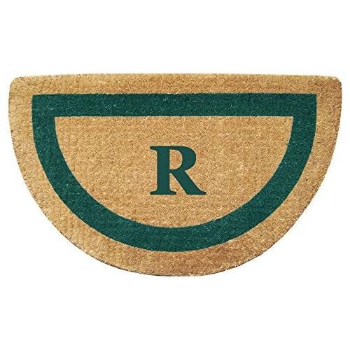  Nedia Home Heavy Duty 22 x 36 Coco Mat, Green Single Picture Frame Monogrammed R, Half Round
