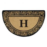 Nedia Home Heavy Duty Half Round Coir Bella Doormat, 22 by 36-Inch, Monogrammed H