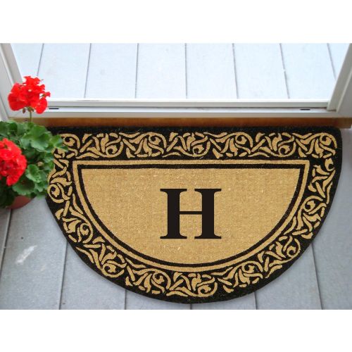  Nedia Home Heavy Duty Half Round Coir Bella Doormat, 22 by 36-Inch, Monogrammed H