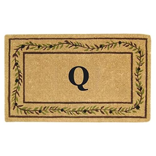  Nedia Home Heavy Duty 22 x 36 Coco Mat Olive Branch Border, Monogrammed Q