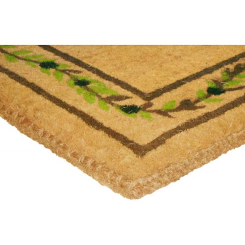  Nedia Home Heavy Duty 22 x 36 Coco Mat Olive Branch Border, Monogrammed Q