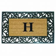 Nedia Home Acanthus Border with Rubber/Coir Doormat, 22 by 36-Inch, Monogrammed H