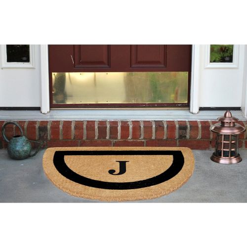  Nedia Home Heavy Duty 22 x 36 Coco Mat, Black Single Picture Frame Monogrammed J, Half Round