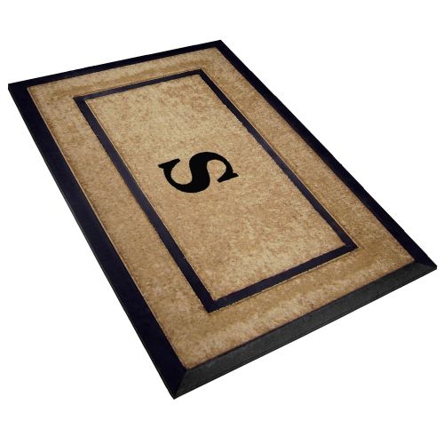  Nedia Home Single Picture Black Frame with Coir Rubber Border Dirt Buster Doormat, 30 by 48-Inch, Monogrammed S