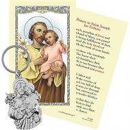 Needzo St. Joseph and Child Keychain With Laminated Prayer Card, Religious Father’s Day Gifts, 3.5 Inch Chain and 3.5 x 5.5 Cardstock