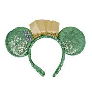 Needzo Sequin Mouse Ears Mint Headband with Crown, Vacation, Birthday and Party Accessory