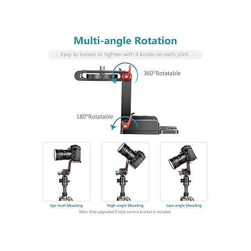 니워 Neewer Upgraded Z-Flex Tilt Head Z Type Tripod Head with 4 Adjust/Fixing Knob, Quick Release Plate and Spirit Level for Tripod/DSLR Cameras Camcorders/Slider, Aluminium Alloy/Load Up to 6.6 Pounds