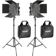 NEEWER 2 Pack Bi Color 660 LED Video Light and Stand Kit: (2) 3200-5600K CRI 96+ Dimmable Light with U Bracket and Barndoor, (2) 75 inches Light Stand for Studio Photography, Video Recording (Black)