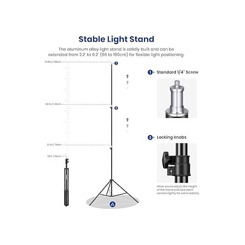 니워 NEEWER 2 Pack Bi Color 660 LED Video Light and Stand Kit: (2) 3200-5600K CRI 96+ Dimmable Light with U Bracket and Barndoor, (2) 75 inches Light Stand for Studio Photography, Video Recording (Black)