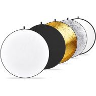 NEEWER 43 Inch/110 Centimeter Light Reflector Diffuser 5 in 1 Collapsible Multi Disc with Bag - Translucent, Silver, Gold, White, and Black for Studio Photography Lighting Outdoor