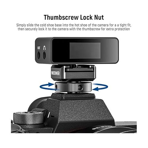 니워 NEEWER Cold Shoe Mount Adapter Compatible with DJI Hollyland Rode Wireless Lavalier Microphone Receiver, Anti Drop Mic Accessories with Retractable Pins, Metal Camera Cage Mount Adapter, UA030