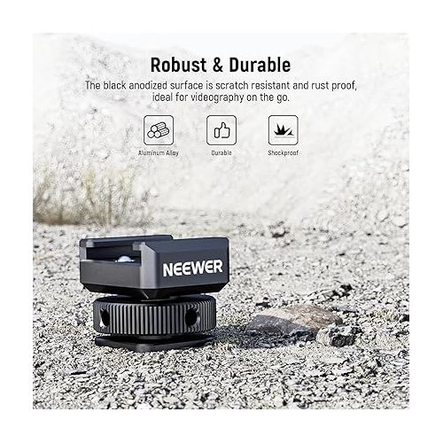 니워 NEEWER Cold Shoe Mount Adapter Compatible with DJI Hollyland Rode Wireless Lavalier Microphone Receiver, Anti Drop Mic Accessories with Retractable Pins, Metal Camera Cage Mount Adapter, UA030