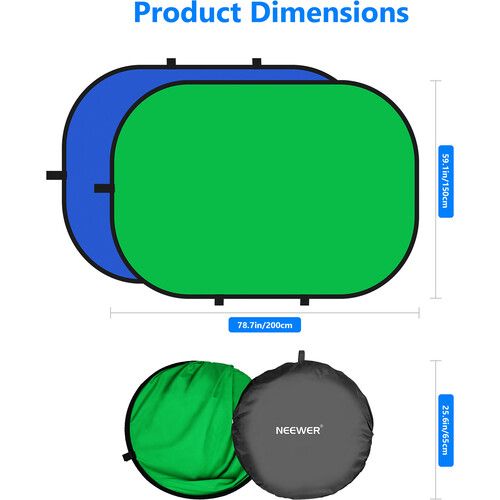 니워 Neewer Collapsible Reversible Background (5 x 6.6', Blue/Green)