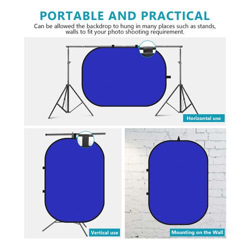 니워 Neewer Collapsible Backdrop Double Sided Pop Out Twist (5 x 7', Blue / Gray)