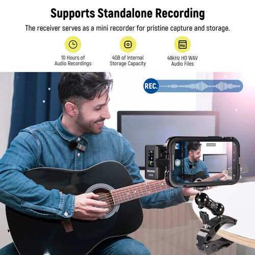 니워 Neewer CM28 2-Person Wireless Microphone System for Cameras and Mobile Devices (2.4 GHz)