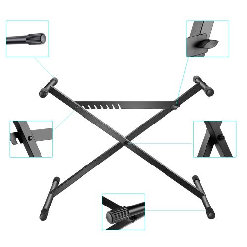 니워 Neewer X-Style Piano Keyboard Stand - Single-Braced Heavy Duty Steel Construction with Solid Locking System, Height and Width Adjustable Support Stand for Keyboard Instrument