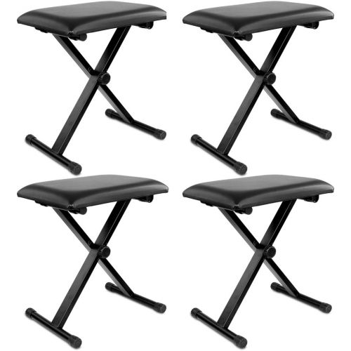 니워 Neewer 4-Pack Black 3-Position Height Adjustment (16.5/17.5/19.5, 42cm/45cm/50cm) Folding Super-stable and Durable Padded Keyboard Benches with X-style Iron Legs