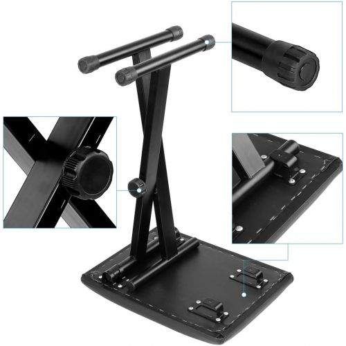 니워 Neewer 4-Pack Black 3-Position Height Adjustment (16.5/17.5/19.5, 42cm/45cm/50cm) Folding Super-stable and Durable Padded Keyboard Benches with X-style Iron Legs