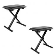 Neewer 2-Pack Black 3-Position Height Adjustment (16.5/17.5/19.5, 42cm/45cm/50cm) Folding Super-stable and Durable Padded Keyboard Benches with X-style Iron Legs