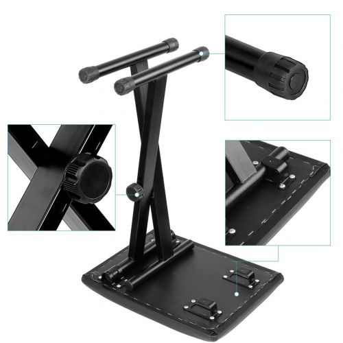 니워 Neewer 2-Pack Black 3-Position Height Adjustment (16.5/17.5/19.5, 42cm/45cm/50cm) Folding Super-stable and Durable Padded Keyboard Benches with X-style Iron Legs