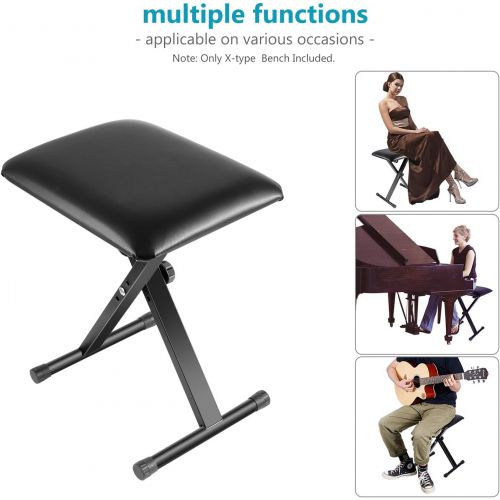 니워 Neewer Adjustable Foldable X-style Piano Bench Stool Keyboard Bench - Padded Cushion Deluxe Comfort, Iron-Made Legs for Piano, Keyboard, Vanity Table(Black)