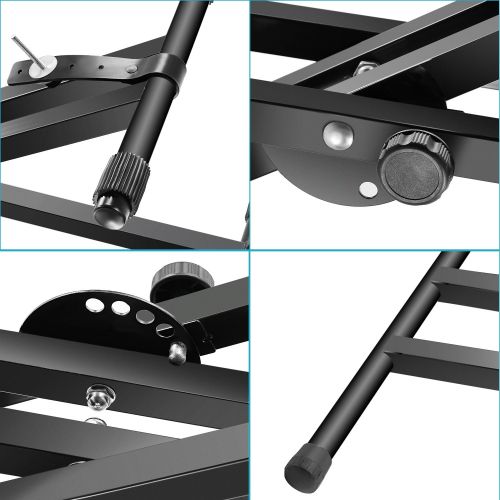 니워 Neewer Black Folding Solid Iron Double-Braced X-Style Keyboard Stand with Locking Straps and 5-Position Disk Clutch for Easy Height and Width Adjustment