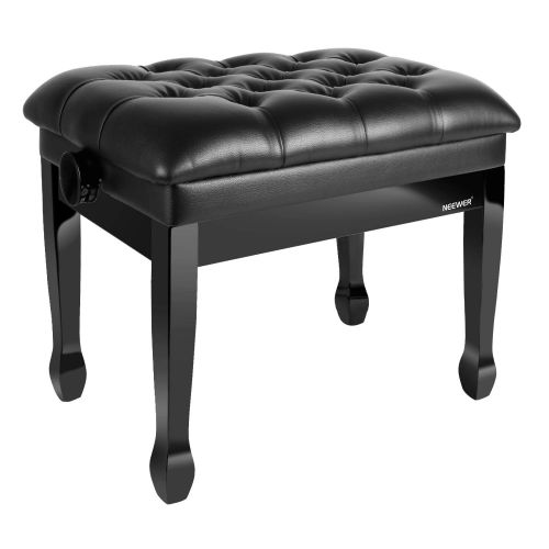 니워 Neewer 15.7-17.7/ 40CM-45CM Height Adjustable Piano Bench with Thick and Soft PU Leather Pillow Cushion for Deluxe Comfort, Black