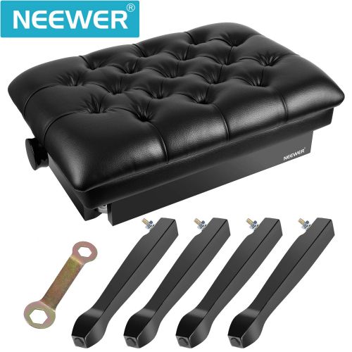 니워 Neewer 15.7-17.7/ 40CM-45CM Height Adjustable Piano Bench with Thick and Soft PU Leather Pillow Cushion for Deluxe Comfort, Black