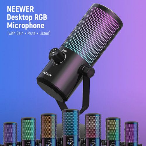 니워 Neewer CM24 RGB Light USB Gaming Microphone