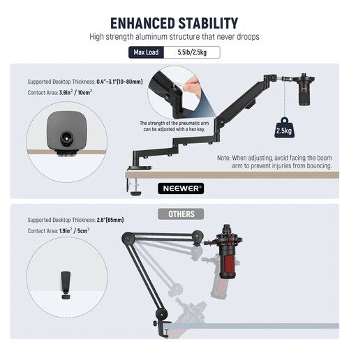 니워 Neewer Low-Profile Desk-Mount Boom Arm for Microphone