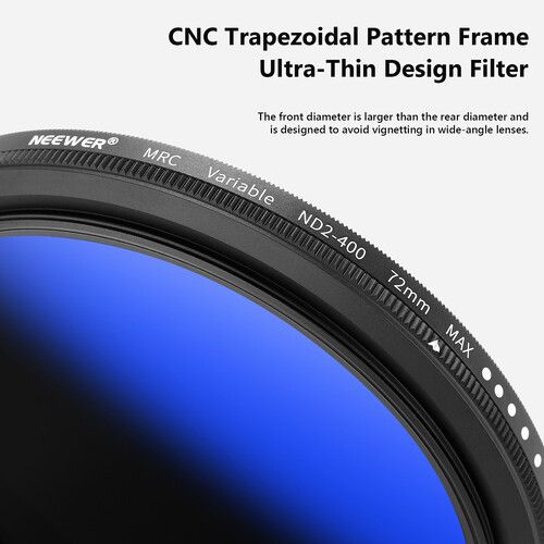 니워 Neewer 72mm MRC Variable ND2-ND400 Lens Filter (1- to 8.5-Stop)