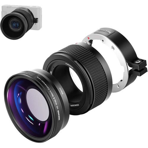 니워 Neewer 2-in-1 Wide Angle & 10x Macro Additional Lens for Sony ZV-1 (White)