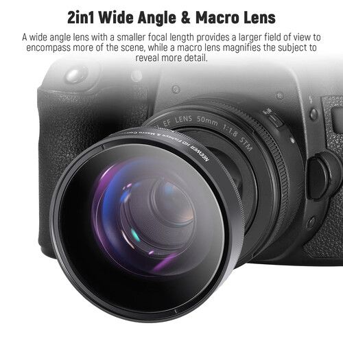 니워 Neewer 0.43x 2-in-1 Wide-Angle & Macro Lens Attachment (55mm)