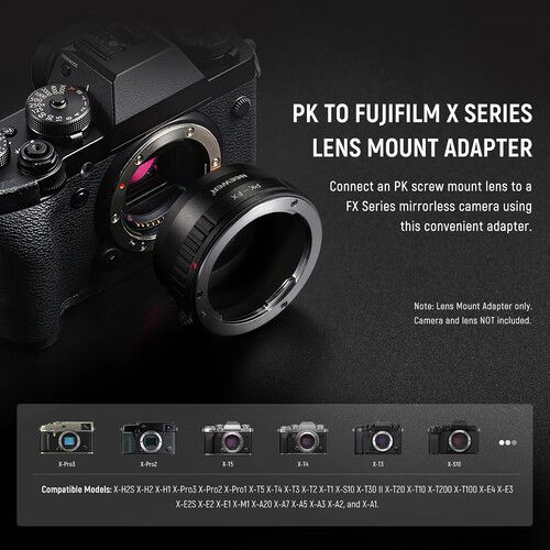 니워 Neewer Pentax K Lens to FUJIFILM X-Mount Camera Lens Adapter