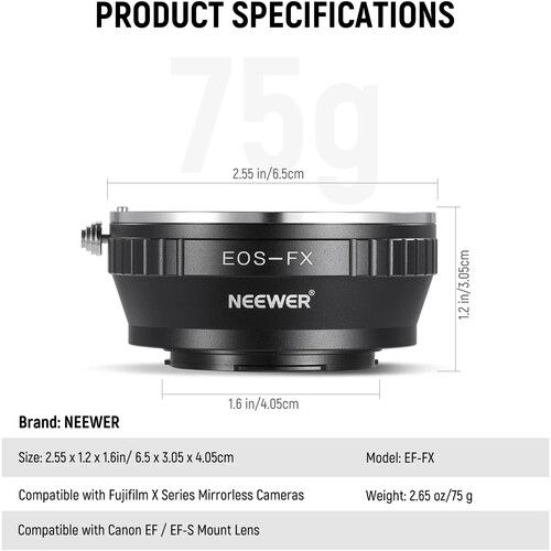 니워 Neewer Canon EF/EF-S Lens to FUJIFILM X-Mount Camera Lens Adapter