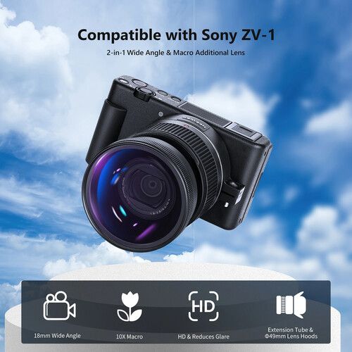 니워 Neewer 2-in-1 Wide-Angle and 10x Macro Lens for Sony ZV-1