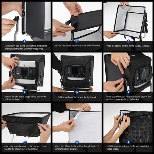 니워 Neewer Softbox Diffuser with Grid for RGB660 PRO LED Light Panel