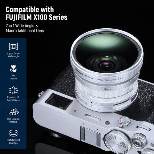 니워 Neewer 0.75X Wide-Angle and Macro 2-in-1 Lens for FUJIFILM X100 Series