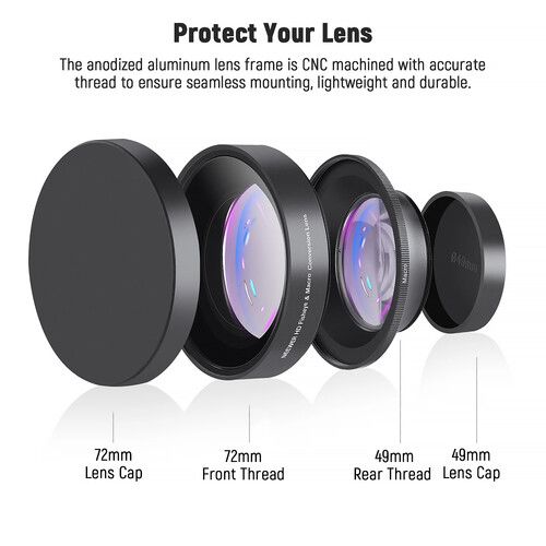 니워 Neewer 0.43x 2-in-1 Wide-Angle & Macro Lens Attachment (49mm)