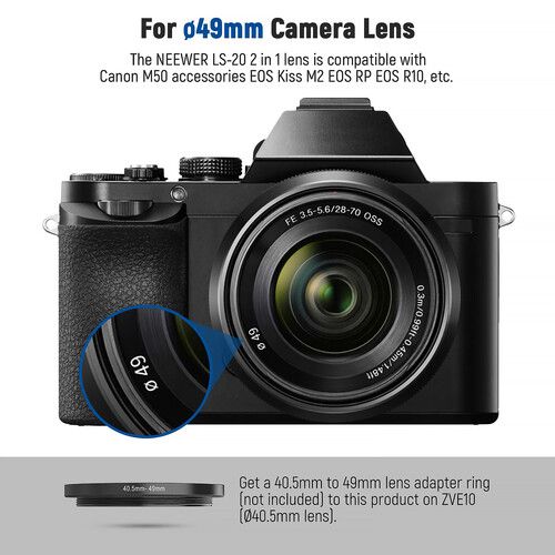 니워 Neewer 0.43x 2-in-1 Wide-Angle & Macro Lens Attachment (49mm)