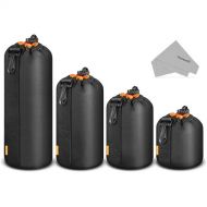 Neewer Waterproof Lens Pouch Set (Black/Orange, 4-Pack)