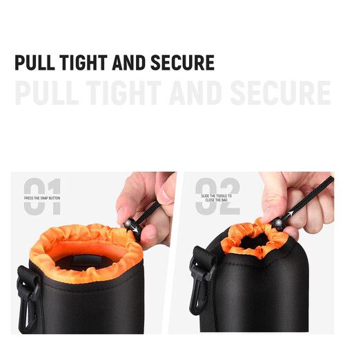 니워 Neewer Waterproof Lens Pouch Set (Black/Orange, 4-Pack)
