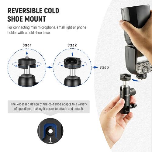 니워 Neewer ST-GM06 Light Stand Mount Adapter with Mini Ball Head (2-Pack)