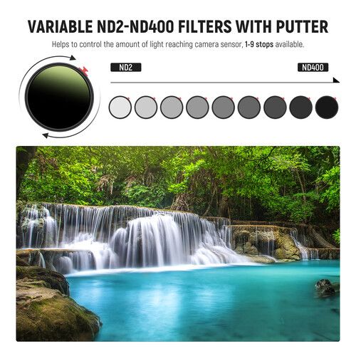 니워 Neewer Variable ND Filter (77mm, 1 to 9-Stop)