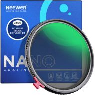 Neewer 2-in-1 Black Diffusion & ND2-ND32 Variable ND Filter (72mm, Grade 1/4, 1 to 5-Stop)