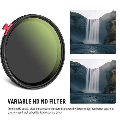 니워 Neewer Variable ND Filter (49mm, 1 to 9-Stop)