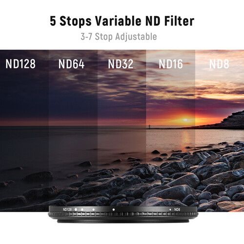 니워 Neewer HD Variable ND Filter (72mm, 3 to 7-Stops)